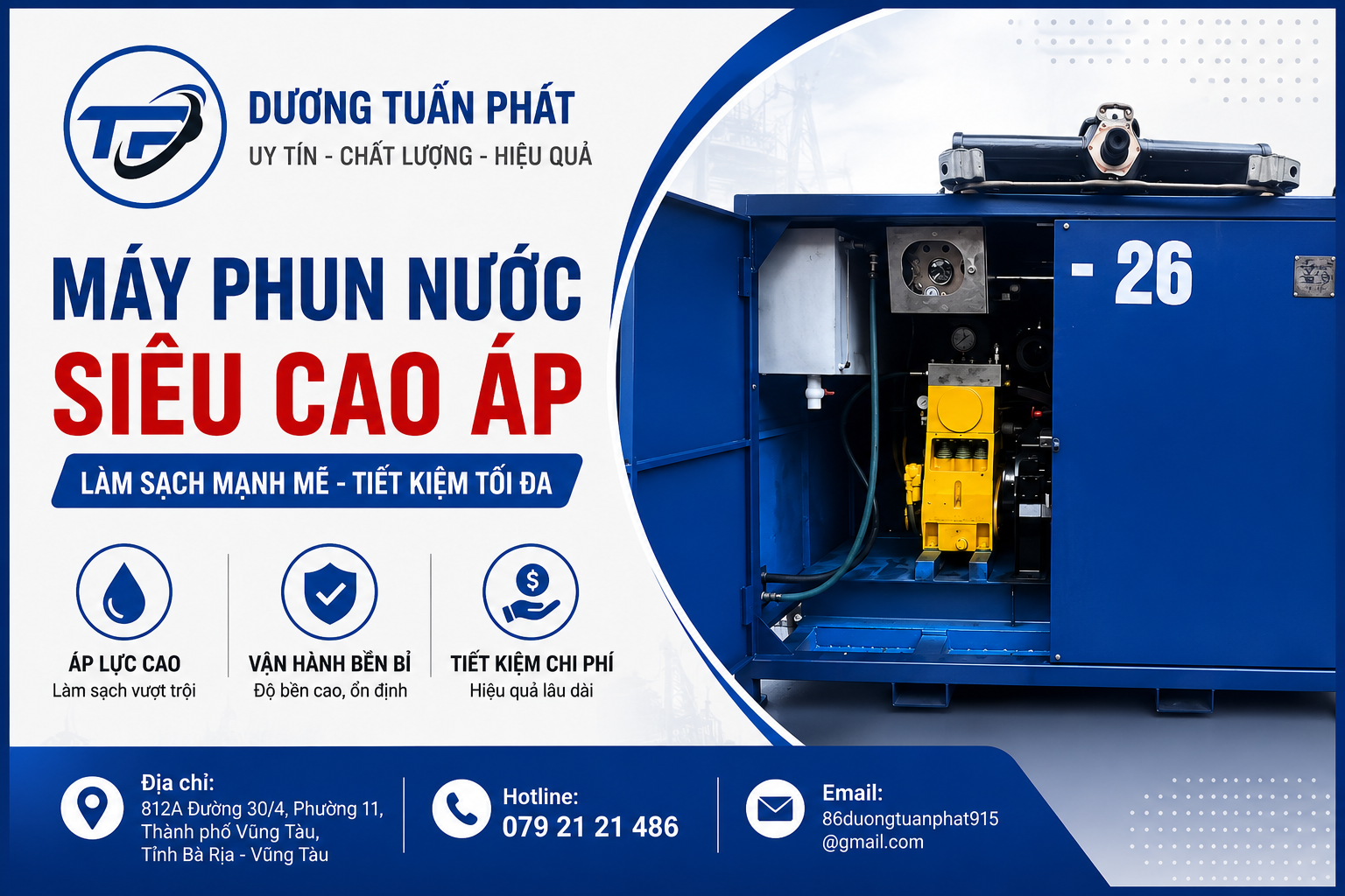 Máy phun nước siêu cao áp do Dương Tuấn Phát cung